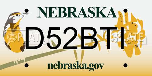 D52BTI Nebraska License Plate