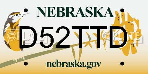 D52TTD Nebraska License Plate