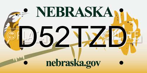 D52TZD Nebraska License Plate
