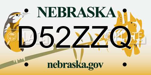 D52ZZQ Nebraska License Plate