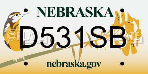 D531SB Nebraska License Plate