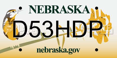 D53HDP Nebraska License Plate