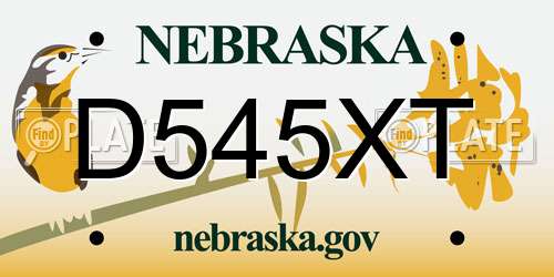 D545XT Nebraska License Plate