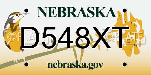 D548XT Nebraska License Plate