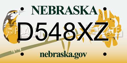 D548XZ Nebraska License Plate