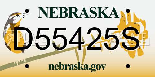 D55425S Nebraska License Plate