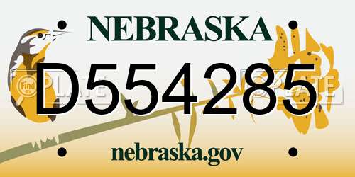 D554285 Nebraska License Plate