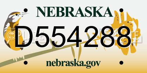 D554288 Nebraska License Plate