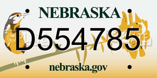 D554785 Nebraska License Plate