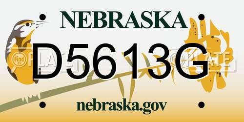 D5613G Nebraska License Plate