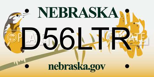 D56LTR Nebraska License Plate