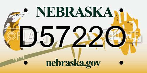 D5722O Nebraska License Plate