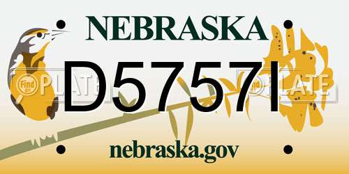 D5757I Nebraska License Plate