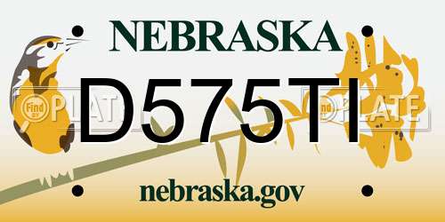 D575TI Nebraska License Plate