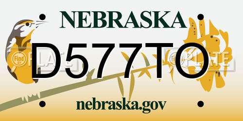 D577TO Nebraska License Plate