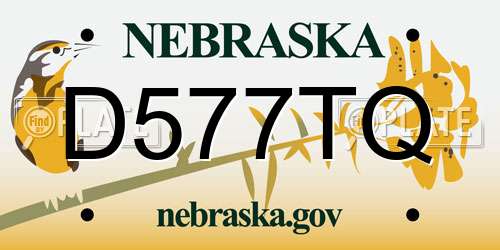 D577TQ Nebraska License Plate