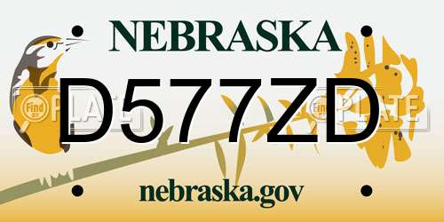 D577ZD Nebraska License Plate