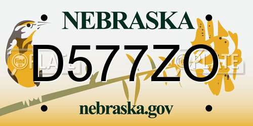 D577ZO Nebraska License Plate