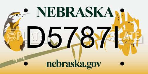 D5787I Nebraska License Plate