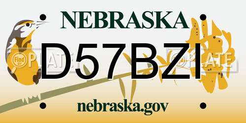 D57BZI Nebraska License Plate