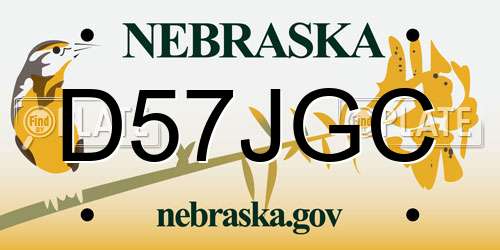 D57JGC Nebraska License Plate