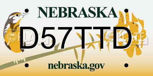 D57TTD Nebraska License Plate