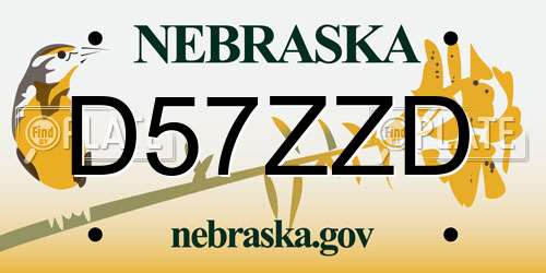 D57ZZD Nebraska License Plate