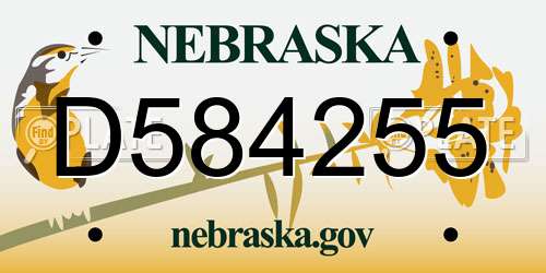 D584255 Nebraska License Plate