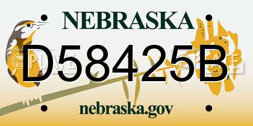 D58425B Nebraska License Plate