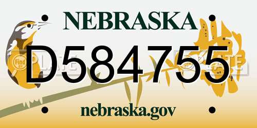 D584755 Nebraska License Plate