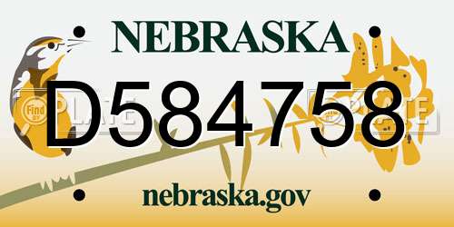 D584758 Nebraska License Plate