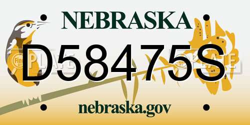 D58475S Nebraska License Plate