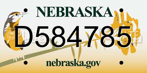 D584785 Nebraska License Plate