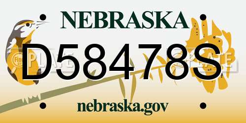 D58478S Nebraska License Plate