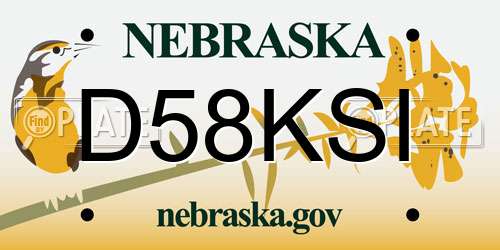 D58KSI Nebraska License Plate