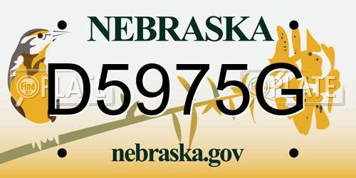 D5975G Nebraska License Plate