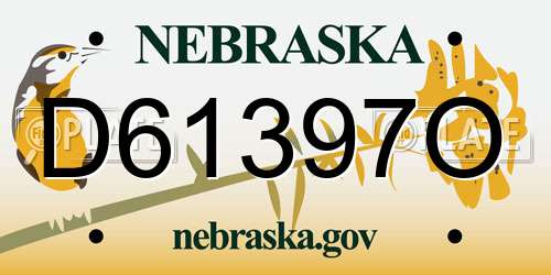 D61397O Nebraska License Plate