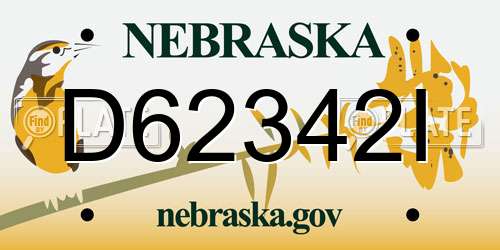 D62342I Nebraska License Plate