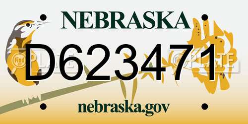 D623471 Nebraska License Plate