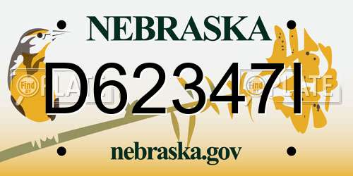 D62347I Nebraska License Plate