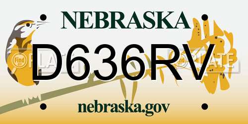 D636RV Nebraska License Plate