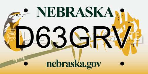 D63GRV Nebraska License Plate