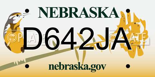 D642JA Nebraska License Plate