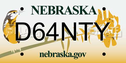 D64NTY Nebraska License Plate