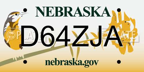 D64ZJA Nebraska License Plate