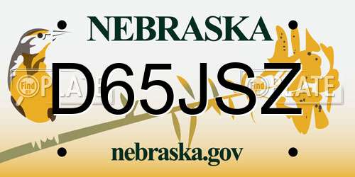D65JSZ Nebraska License Plate
