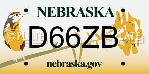 D66ZB Nebraska License Plate