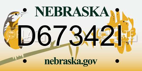 D67342I Nebraska License Plate