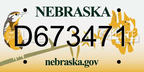D673471 Nebraska License Plate