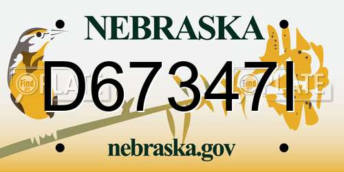 D67347I Nebraska License Plate